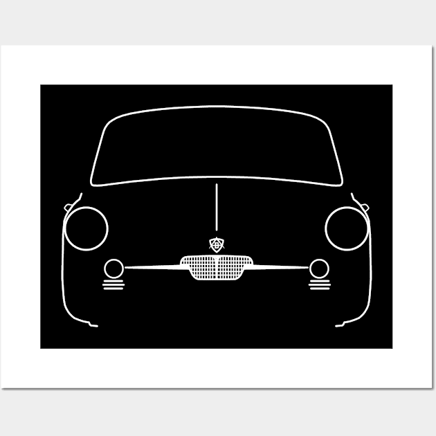 Autobianchi Bianchina classic car white outline graphic Wall Art by soitwouldseem